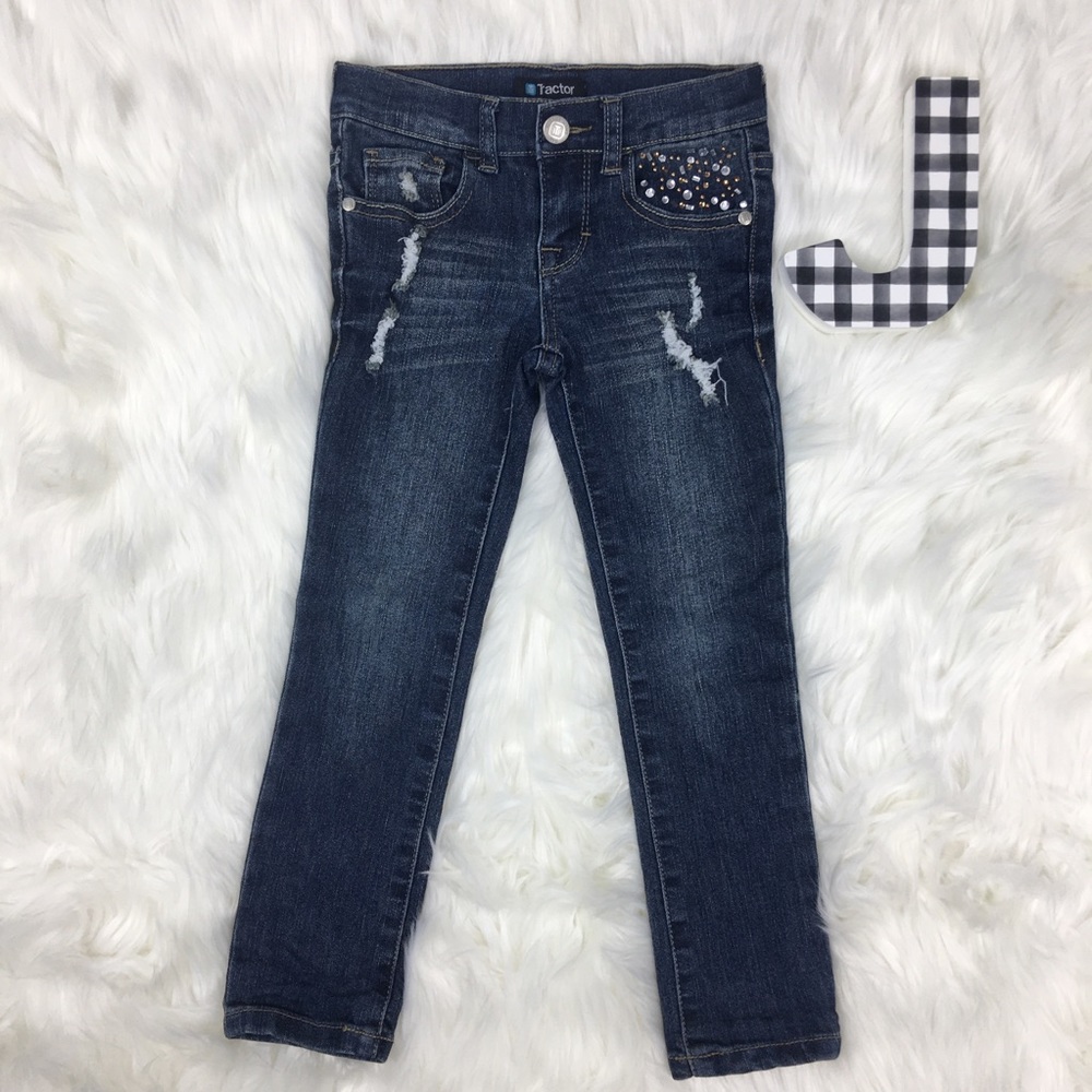 Tractor Blue Jeans with Rhinestone Details